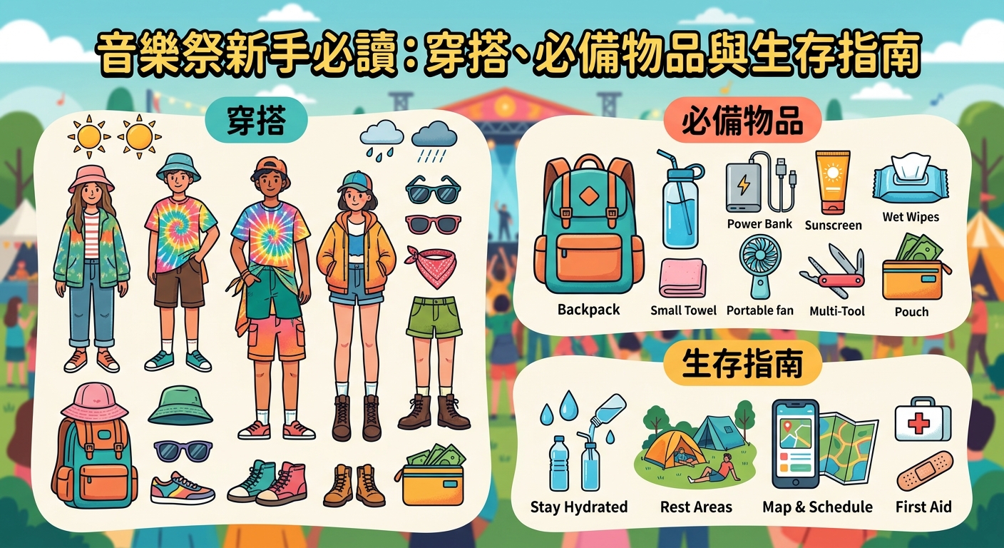 音樂祭新手必讀：穿搭、必備物品與生存指南 - Illustration 1