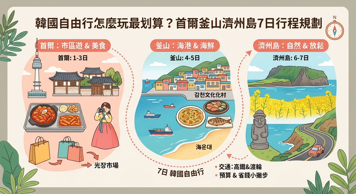 韓國自由行怎麼玩最划算？首爾釜山濟州島7日行程規劃 - Illustration 2