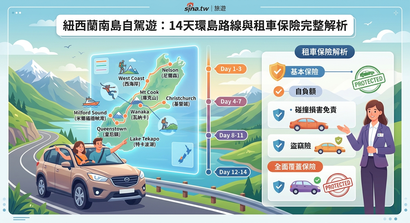紐西蘭南島自駕遊：14天環島路線與租車保險完整解析 - Illustration 2