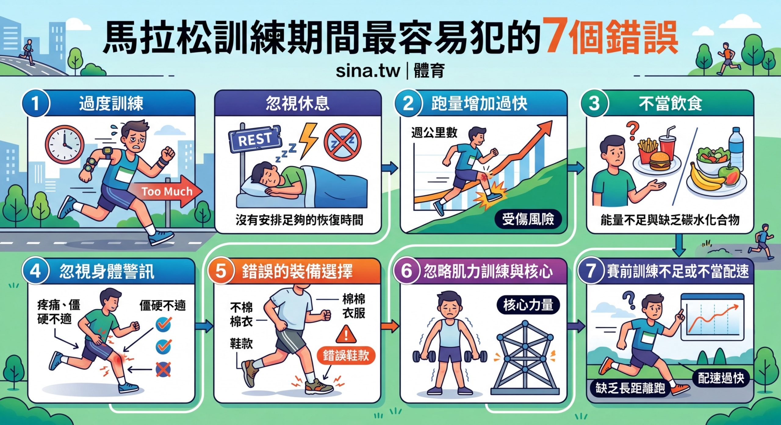 馬拉松訓練期間最容易犯的7個錯誤 - Illustration 1