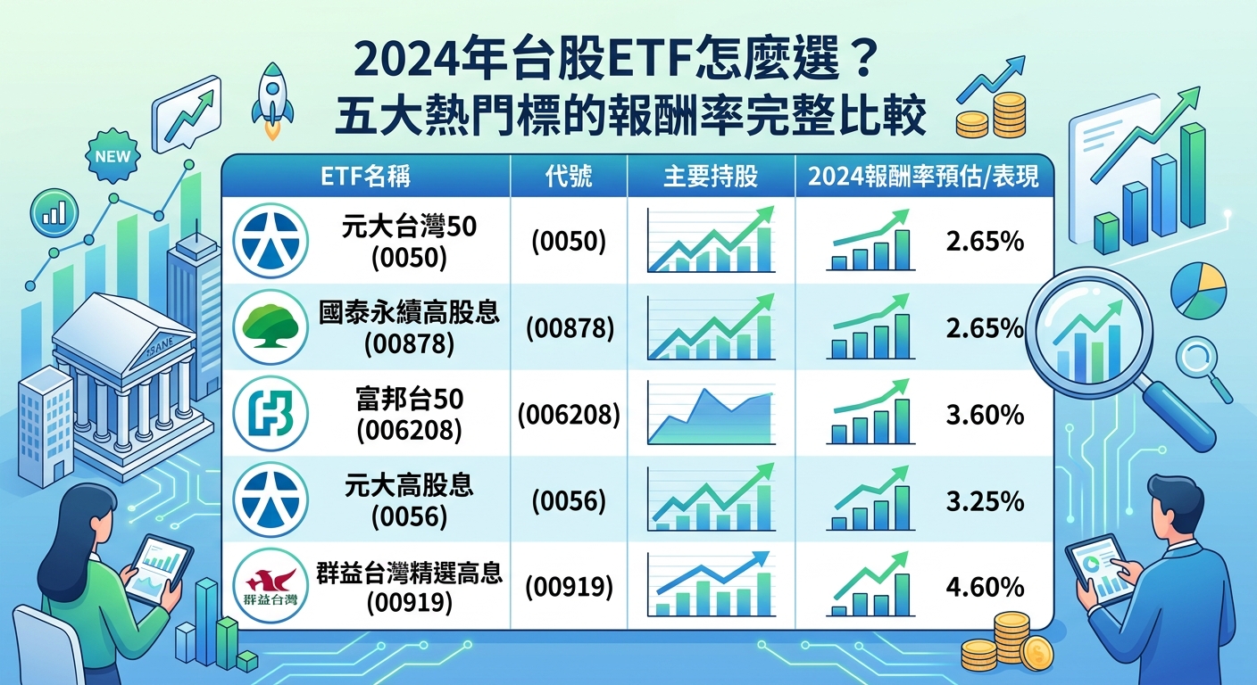 2026年台股ETF怎麼選?五大熱門標的報酬率完整比較 - Illustration 1