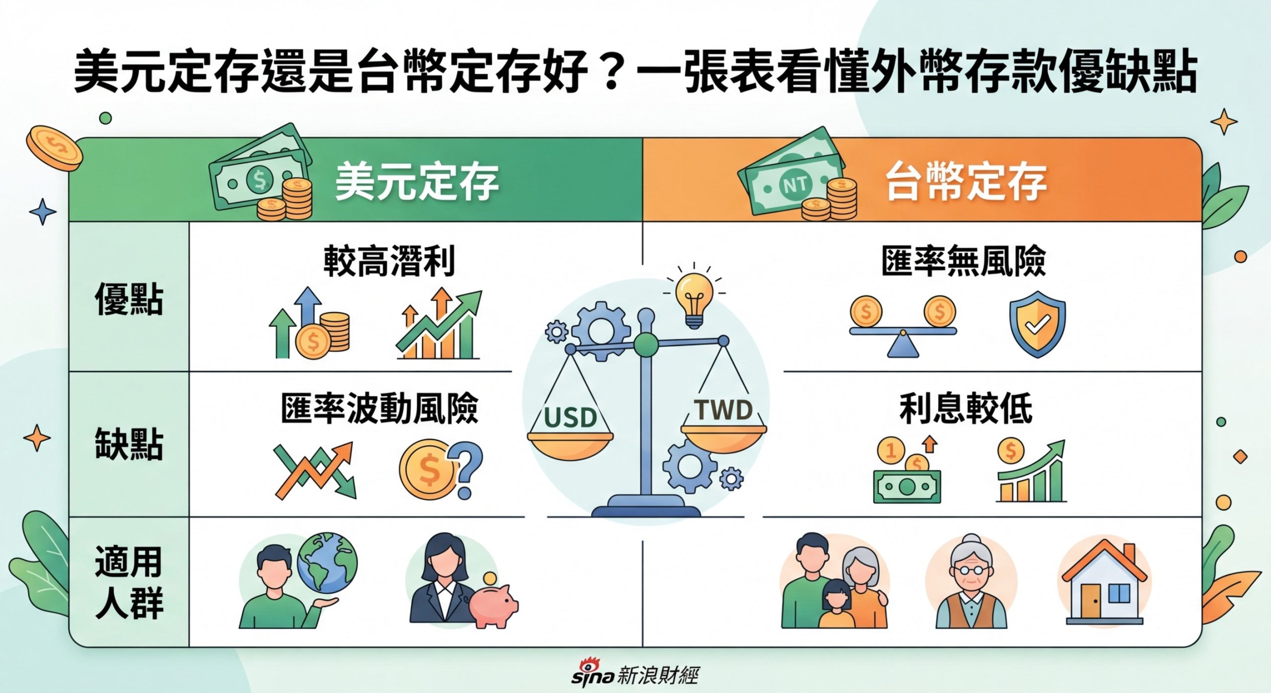 美元定存還是台幣定存好？一張表看懂外幣存款優缺點 - Illustration 1